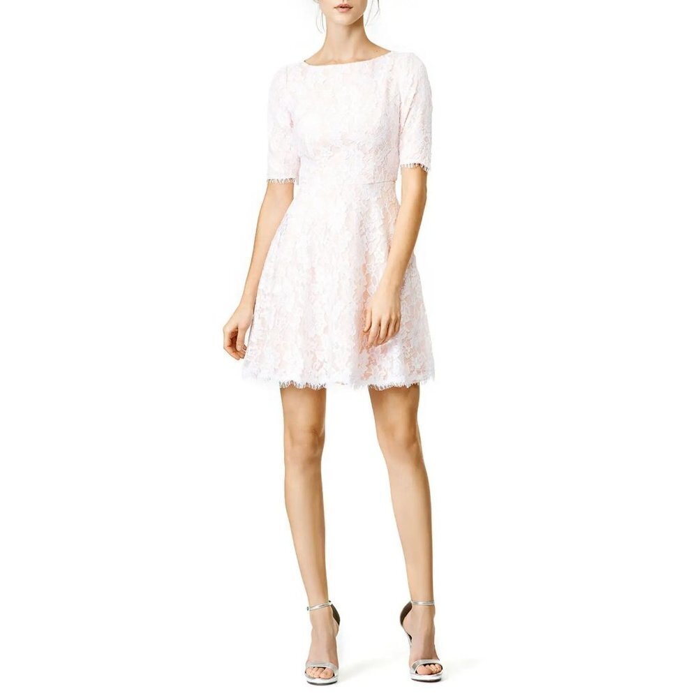 Monique Lhuillier Ivory Blushing Envy Lace Dress $495 - Picture 3 of 11